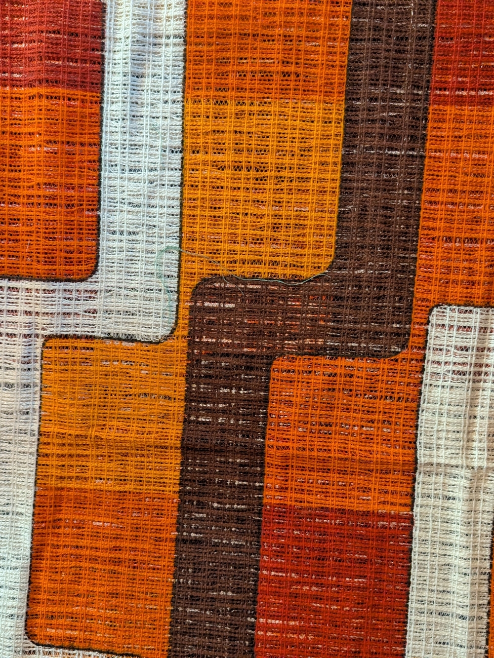Vintage Orange Brown Geometric Fabric - Picture 2 of 4